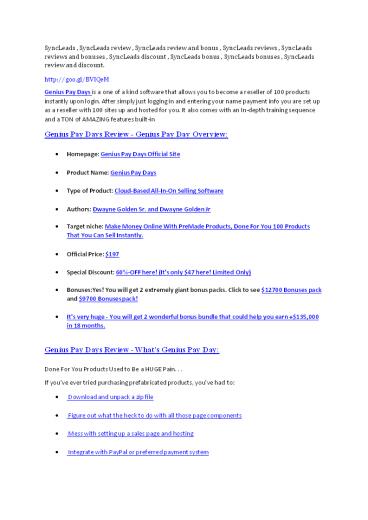 Genius Pay Days review and MEGA $38,000 Bonus - 80% Discount