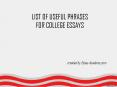 List of Useful Phrases for College Essays PowerPoint PPT Presentation