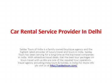 Car Rental Service Provider In Delhi