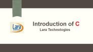 Introduction of C Language at Lara Technologies