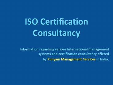 ISO Certification Consultancy