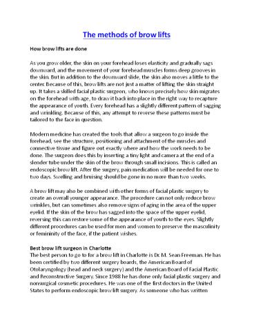 Methods of endoscopic brow lift