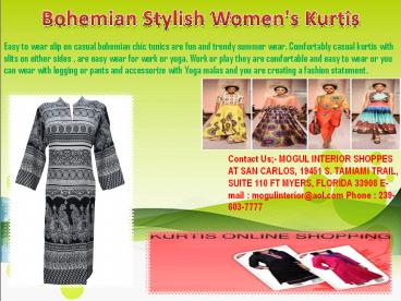Bohemian Stylish kurti For Womens