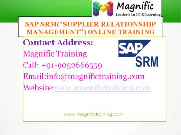 SAP SRM ONLINE TRAINING IN USA|UK|SINGAPORE