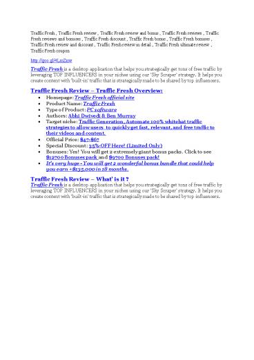 Traffic Fresh review - Traffic Fresh top notch features