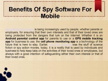Benefits Of Spy Software For Mobile