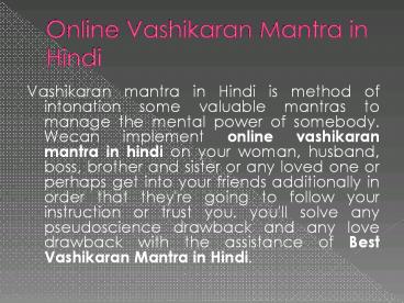 Online Vashikaran Mantra in Hindi