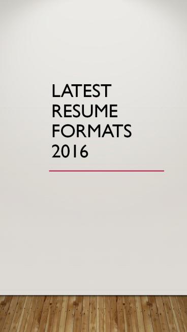 Latest Resume Formats 2016