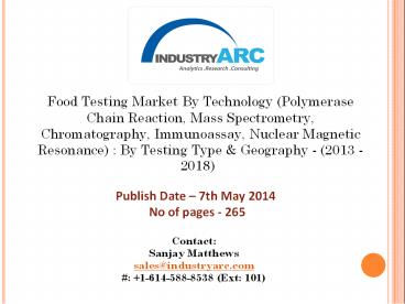 Food Testing Market Forecast from 2016-2018