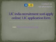 LIC india recruitment 2016 apply online| LIC application form