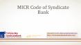 Syndicate Bank MICR Code PowerPoint PPT Presentation