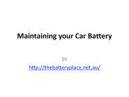 Maintaining your Car Battery