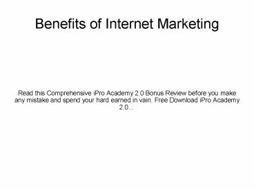 Your Internet Marketing Plan -