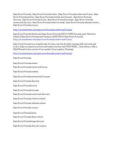 Easy Ecom Formula Review - SECRET of Easy Ecom Formula