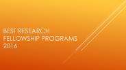 Best Research Fellowship Programs 2016