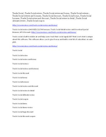 Tracks Social Review-(Free) bonus and discount