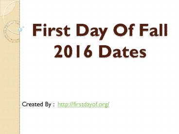 First day of fall 2016