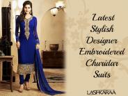 Stylish Designer Embroidered Churidar Suits - Printed Churidars