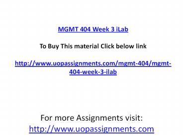 MGMT 404 Week 3 iLab