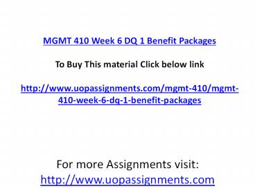 MGMT 410 Week 6 DQ 1 Benefit Packages