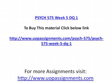 PSYCH 575 Week 5 DQ 1