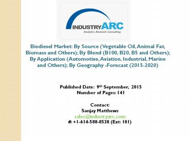 Biodiesel Market Analysis and Trends (2015-2020)