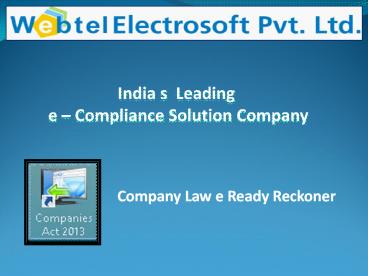 Company Law 'e' Ready Reckoner