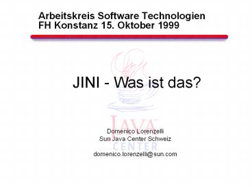 Arbeitskreis Software Technologien FH Konstanz 15. Oktober 1999