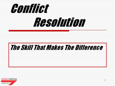 Conflict Resolution