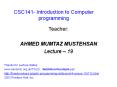 CSC141- Introduction to Computer programming PowerPoint PPT Presentation