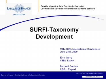 SURFI-Taxonomy Development