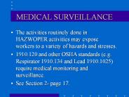 MEDICAL SURVEILLANCE