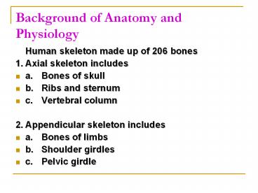 Background of Anatomy and Physiology
