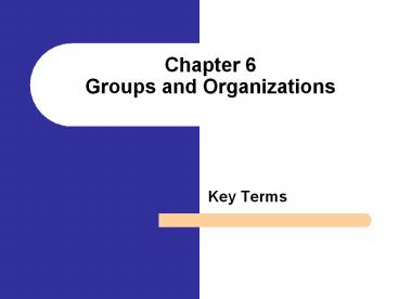 Chapter 6 Groups and Organizations