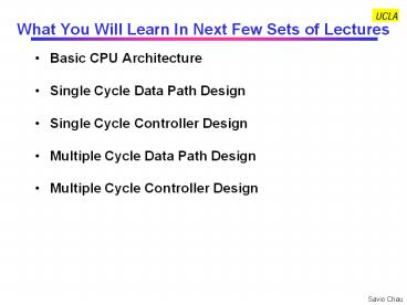 What You Will Learn In Next Few Sets of Lectures