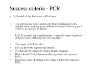 Success criteria - PCR