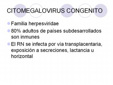 CITOMEGALOVIRUS CONGENITO