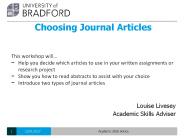 Choosing Journal Articles