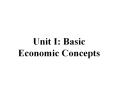 Unit I: Basic Economic Concepts PowerPoint PPT Presentation