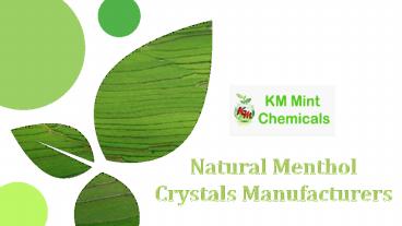 Natural Menthol Crystals Manufacturers