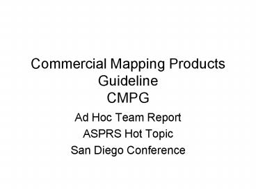 Commercial Mapping Products Guideline CMPG