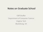 Notes on Graduate School