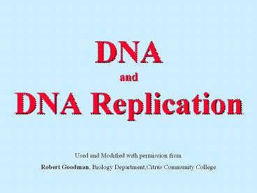 DNA and DNA Replication