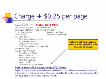 Charge   $0.25 per page