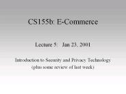 CS155b: E-Commerce
