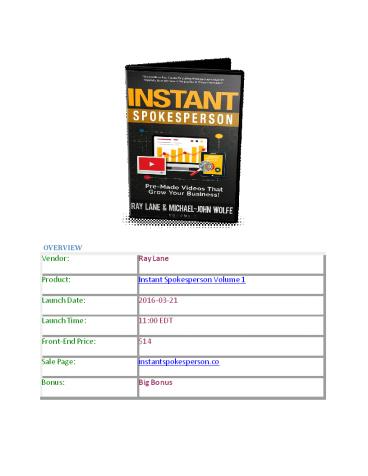 Instant Spokesperson Review Instant Spokesperson by Ray Lane