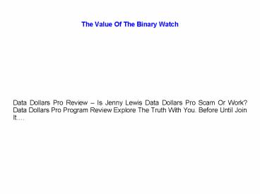 The Benefits of the Binary Option