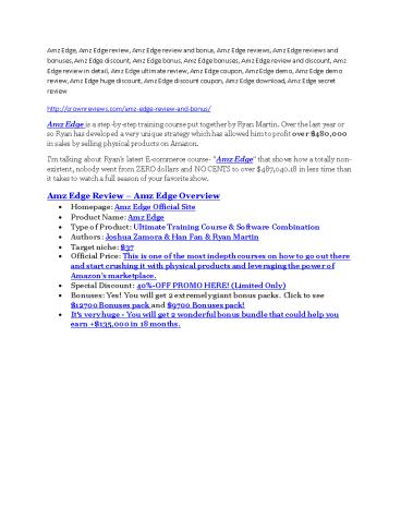 Amz Edge Review-$9700 Bonus & 80% Discount