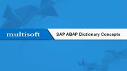 SAP ABAP Dictionary Concepts