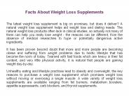 Facts About Weight Loss Supplements